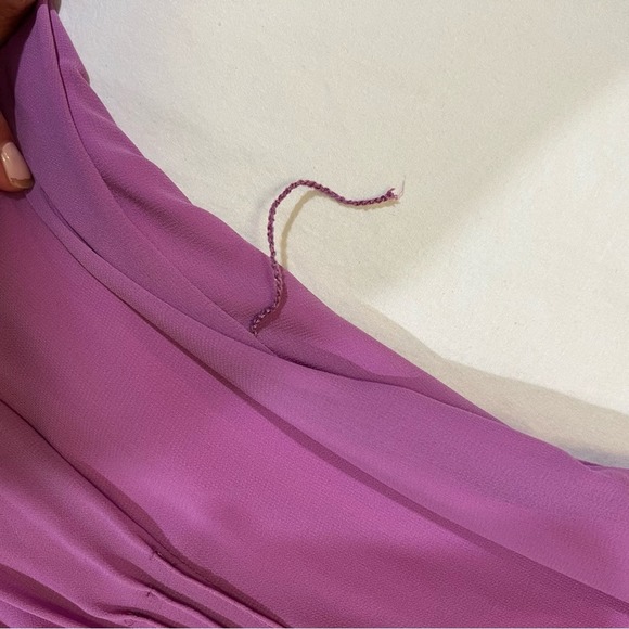 MSK Pintuck Chiffon Flutter Sleeve Midi Dress Purple Pink sz 16 - Picture 6 of 15